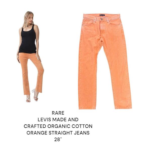 RARE LEVIS MADE AND CRAFTED ORGANIC COTTON STRAIGHT ORANGE JEANS 28" - Picture 1 of 8